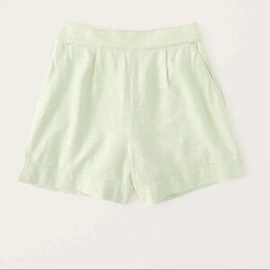 Abercrombie & Fitch Linen-Blend Pull-On Shorts, Lime, Medium